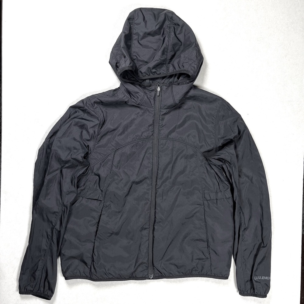 Lululemon InsulEight Cold-Weather Run Shell Women L Black Hooded Jacket LW4CLBS